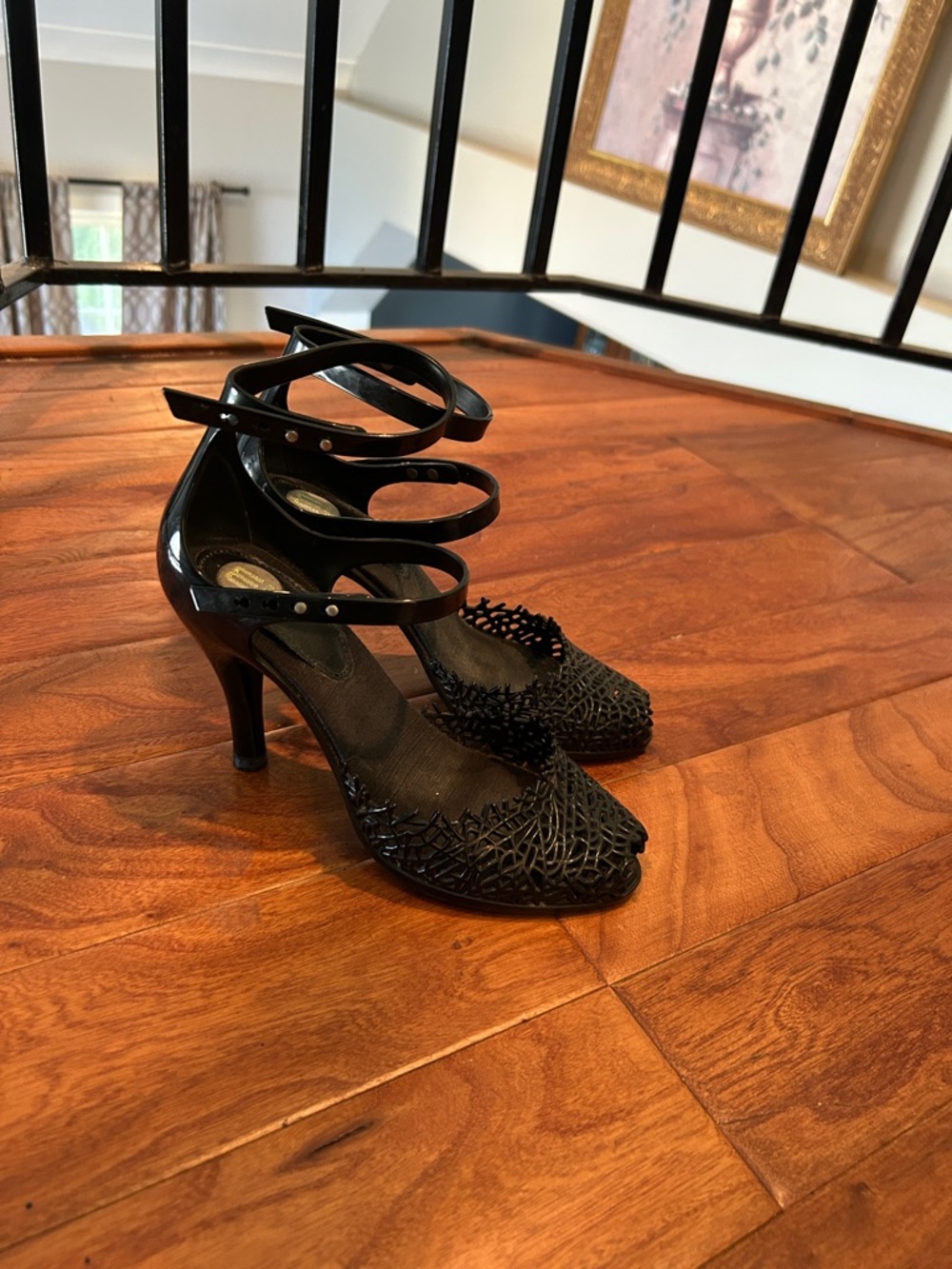 Melissa Black Campana Jelly Peep Toe Heels Size 6